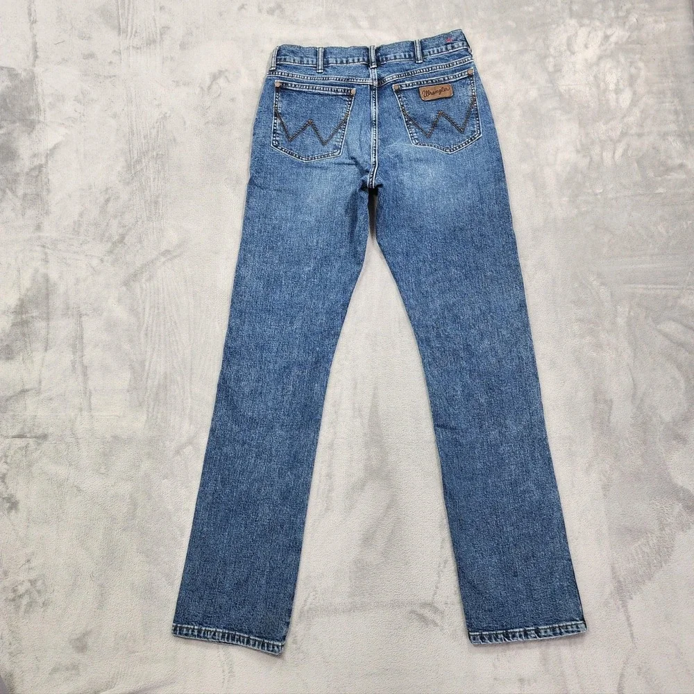 Wrangler Jeans Mens 32x36 Blue Retro Slim Straight Stretch Denim Medium Wash